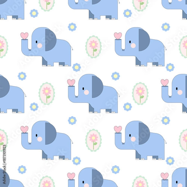 Obraz Sweet Blue Baby Elephant Pattern