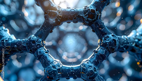 Obraz 3D molecular structure with bokeh background