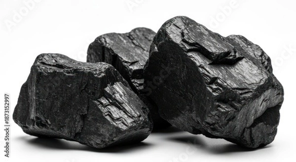 Obraz Shiny black chunks on white