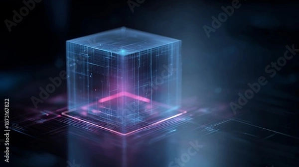 Fototapeta Visual representation of digital security concept with data structure and technology elements