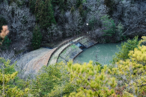 Obraz 雪が降る自然公園の景色