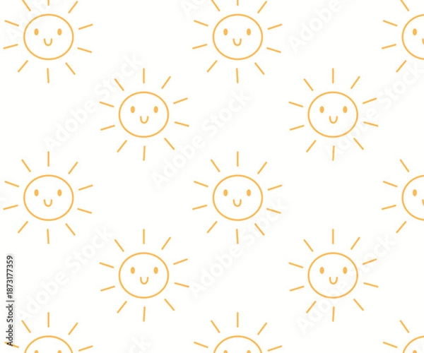 Obraz Doodle pattern sun. Isolated background. Vector icons