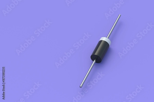 Obraz Rectifier diode on purple background. Electronic component. Copy space. 3d render