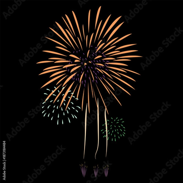 Obraz Firework Vector with black background.