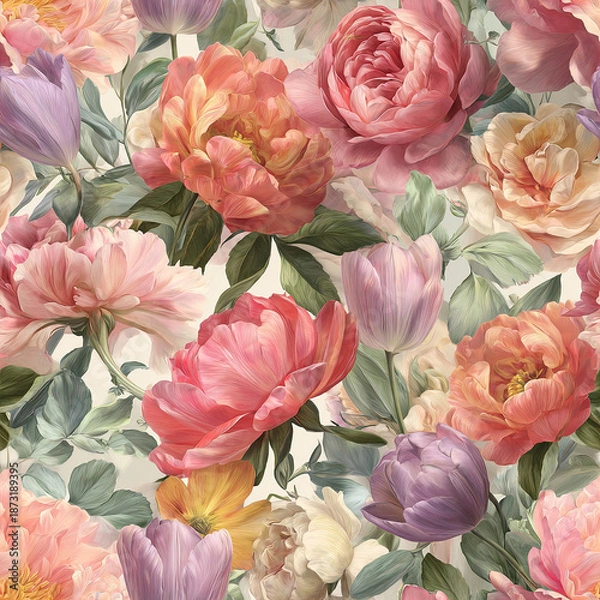 Obraz Pastel Elegant Floral Seamless Pattern