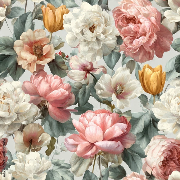 Obraz Pastel Elegant Floral Seamless Pattern