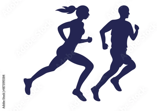Fototapeta runners vector silhouette