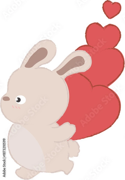 Obraz cute rabbit holding red heart