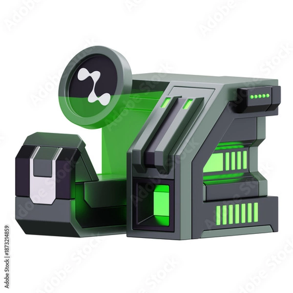 Obraz 3D Futuristic Cryptocurrency Mining Rig Illustration