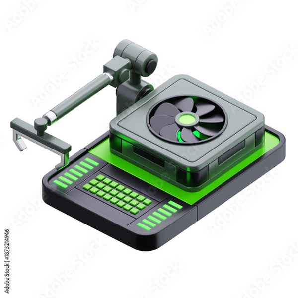 Obraz 3D Robotic Arm and Cooling System Illustration