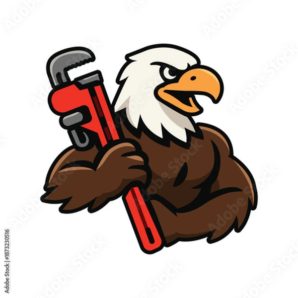 Fototapeta Eagle Plumber Mascot Vector Illustration