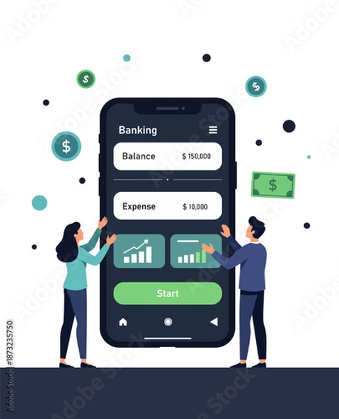 Obraz Smartphone banking app finance user interface