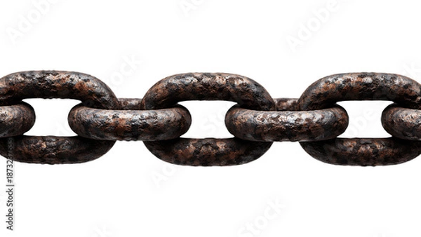 Fototapeta Rusty chain segment isolated on transparent background
