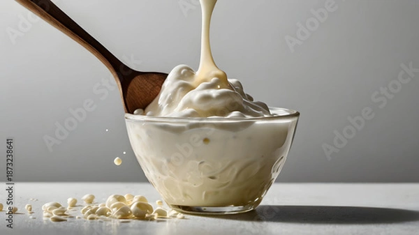 Obraz pouring milk into a spoon
