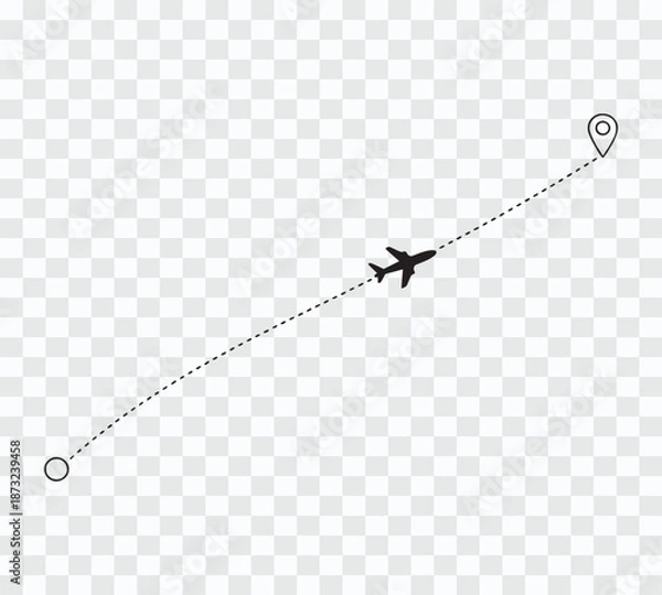 Obraz Airplane Flight Path with Destination Pins