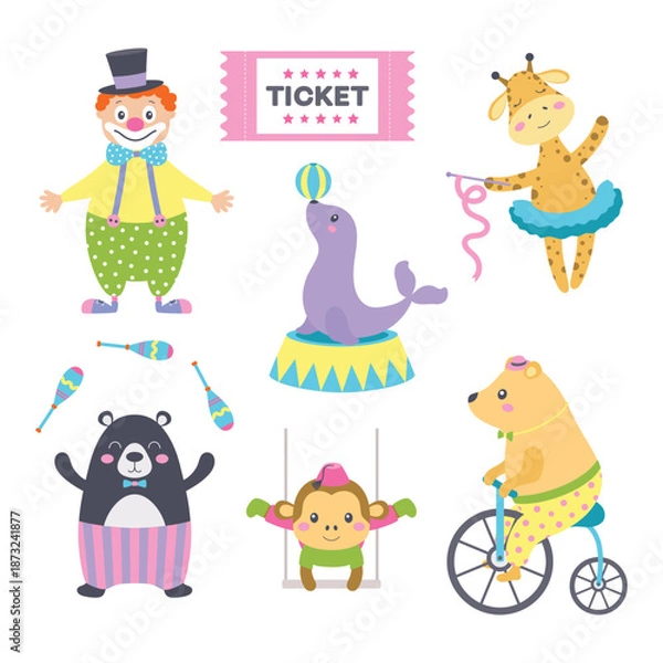 Obraz cartoon circus set, flat style