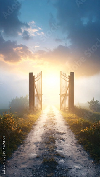 Obraz  Pathway with Open Gate to Horizon