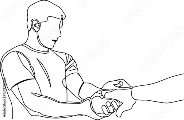 Obraz Helping Hands Connection Support Line Art Illustration Vector Graphic Design