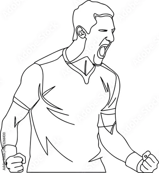 Obraz Excited Athlete Celebrating Victory Line Art Vector Illustration For Sports Design