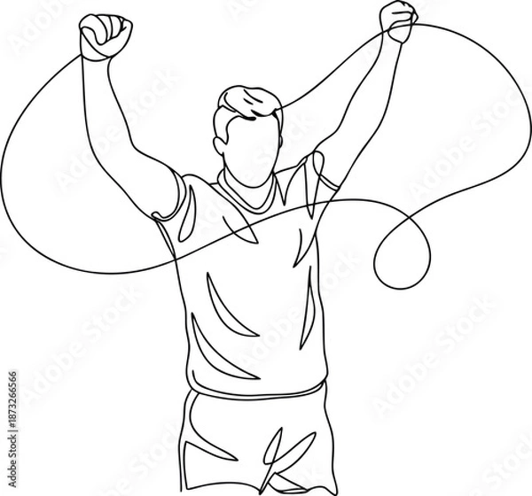 Obraz Man Jumping Rope Continuous Line Drawing Fitness Exercise Workout Health Concept