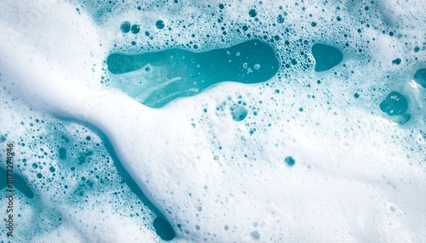 Fototapeta Foaming detergent bubbles create with soap