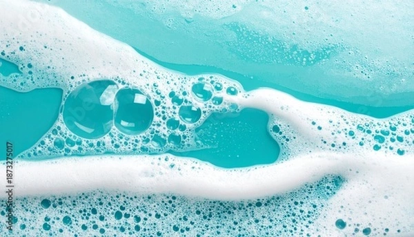 Fototapeta Foaming detergent bubbles float with soap