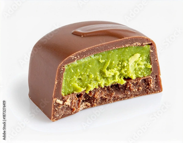Obraz 디저트-초코-초콜릿-초콜렛-초콜릿 단면-초콜릿 반쪽-말차 초콜릿-녹차 초콜릿-피스타치오 초콜릿 단면-흰색 배경