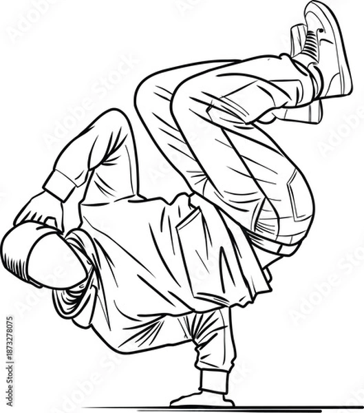 Obraz Breakdance Performer Doing Handstand Freeze
