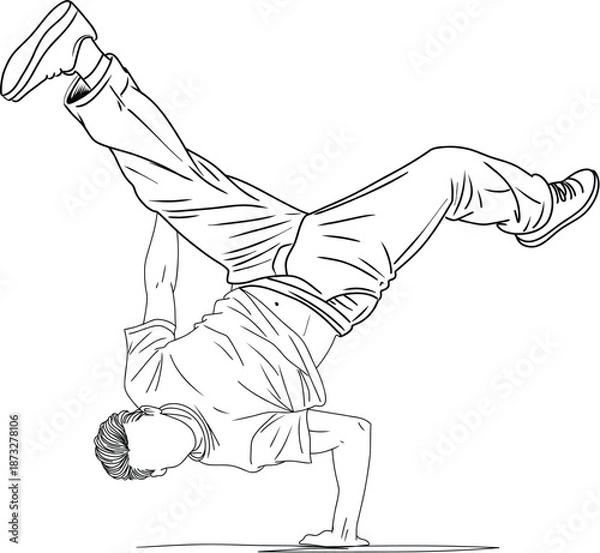 Obraz Breakdance Dancer Performing Headstand Freeze