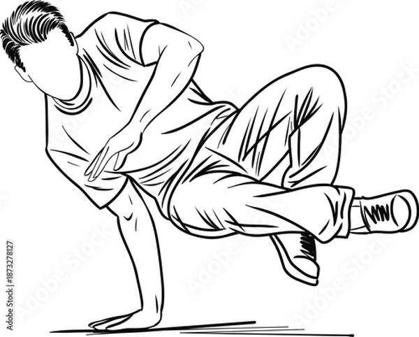 Obraz Breakdance Dancer Performing One-Hand Freeze