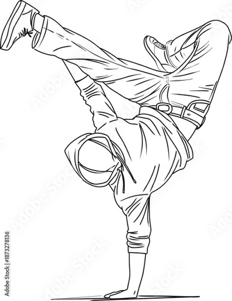 Obraz Breakdance Dancer Performing Headstand Freeze