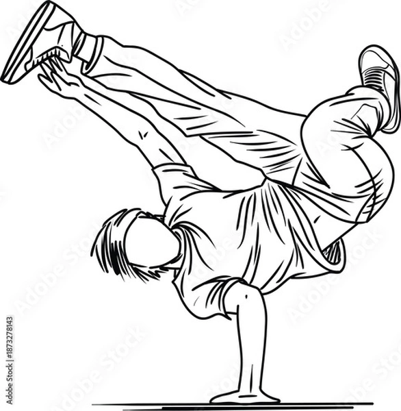 Obraz Breakdance Dancer Performing Advanced Handstand Freeze