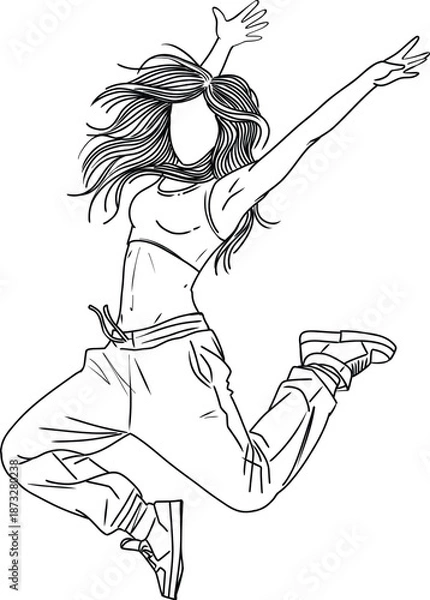 Obraz Hip Hop Dance Jumping Pose Drawing