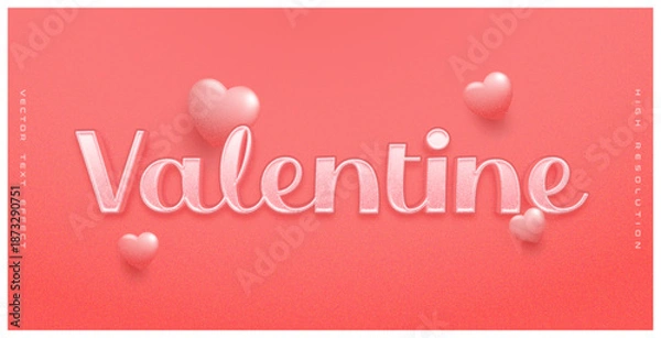 Obraz Editable style text effects - valentine text in pink theme