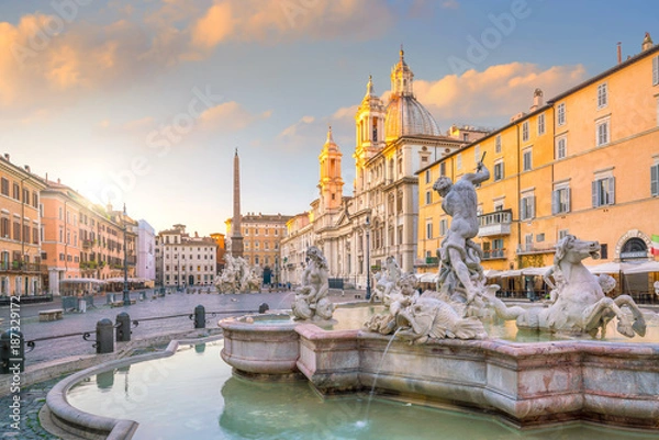 Obraz Fontanna Neptuna na Piazza Navona, Rzym, Włochy