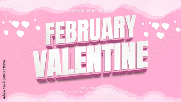 Fototapeta february valentine editable text effect 3d vector