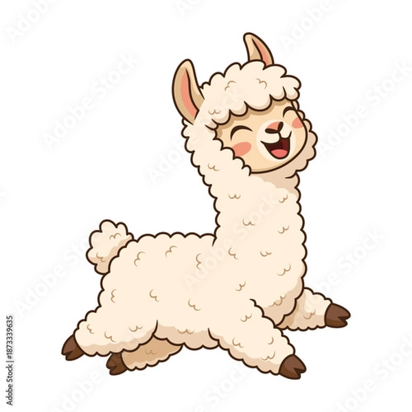 Obraz Funny jumping llama cartoon character