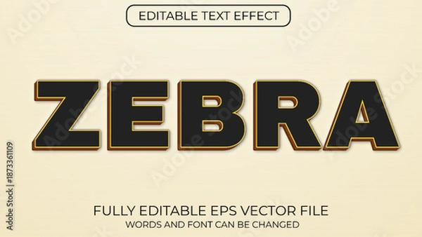 Obraz Zebra editable text effect