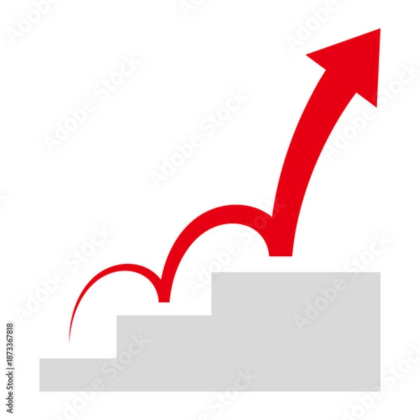 Obraz 階段をジャンプアップする矢印