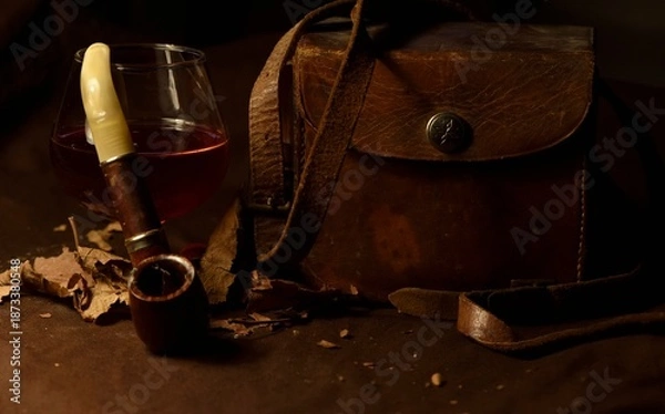 Obraz Pipe et verre de liqueur