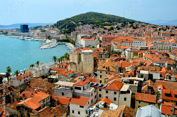 Fototapeta view over Split, Croatia from tower of cathedral of Saint Domnius