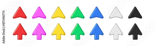 Obraz Arrow icons set in 3D style for app UI, website, button, navigation, progress and digital interface design