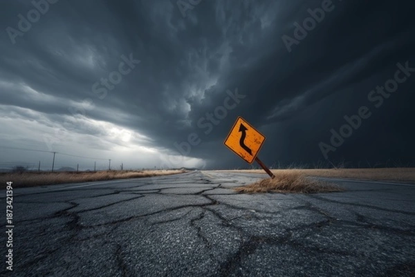 Obraz Broken Road Sign