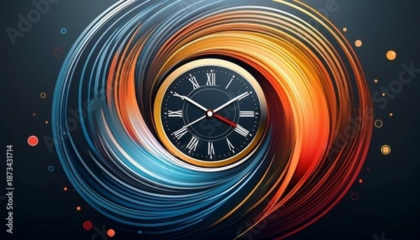 Fototapeta dynamic circular clock design showcasing fluid motion lines indicating time moving quickly