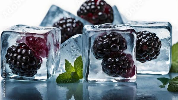 Obraz ice cubes with berries