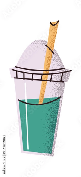 Obraz Matcha tea takeaway plastic cup