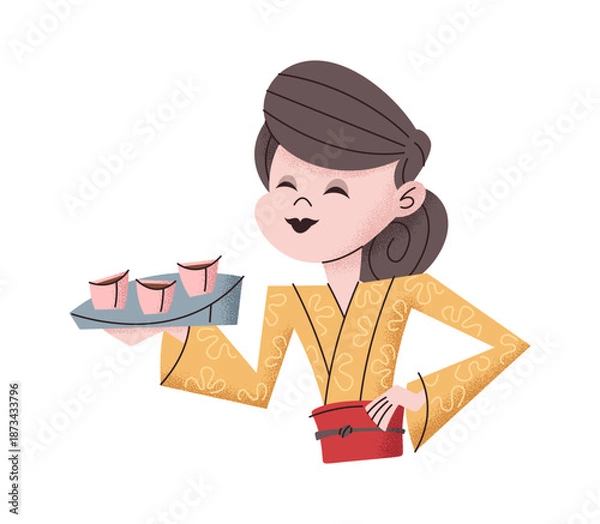 Obraz Charming waitress serving tea portrait