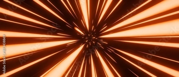 Obraz 橙色の光が放つ力強いスピード感の光線表現