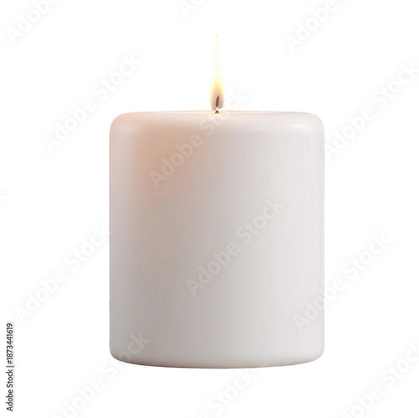 Obraz Rotating matte candle with flame on isolated background