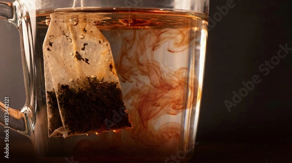 Obraz Tea bag plunge bubbles